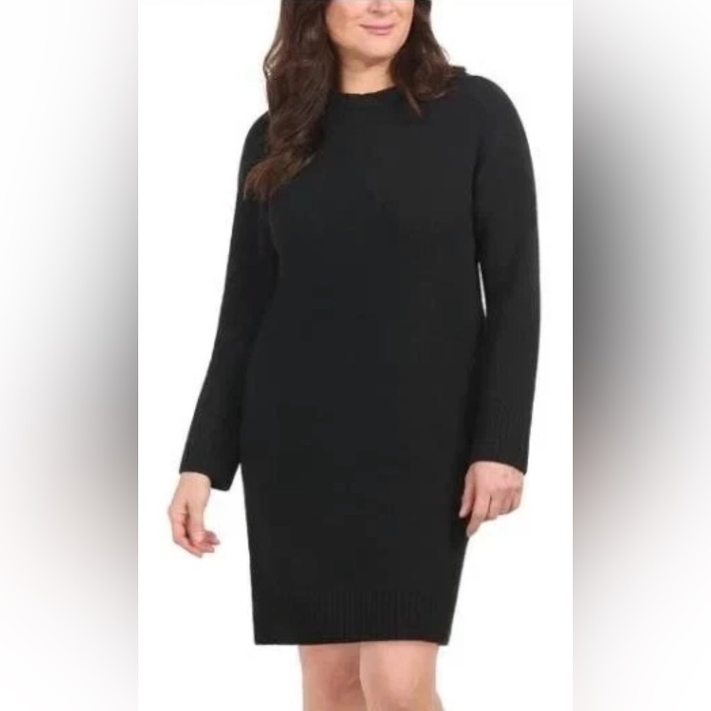 Dalia Women's Knit Sweater Dress Black Long Sleeve Size XL